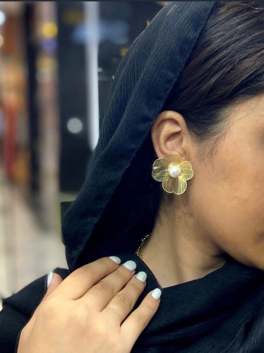 گوشواره میخی گل توری